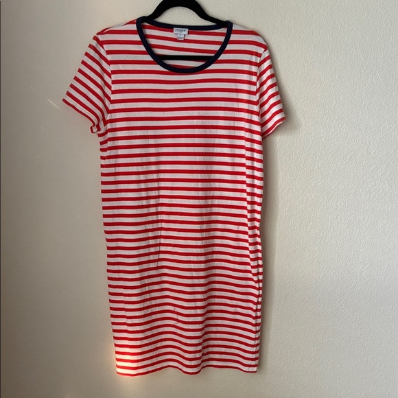 J. Crew Striped Red and White Top with Navy Accents - Picture 1 of 3